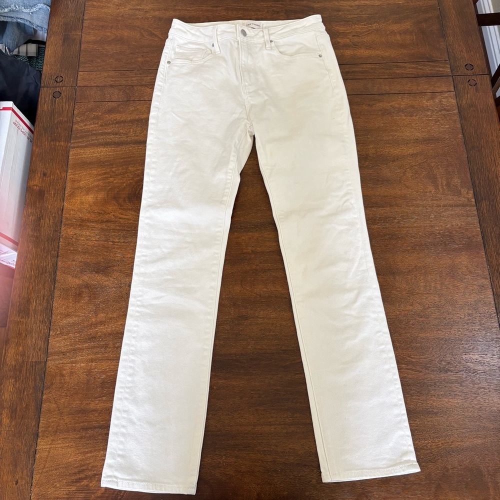 Driftwood Audrey White Denim Straight Leg High Rise Jeans Women 26W TAG (28W)***